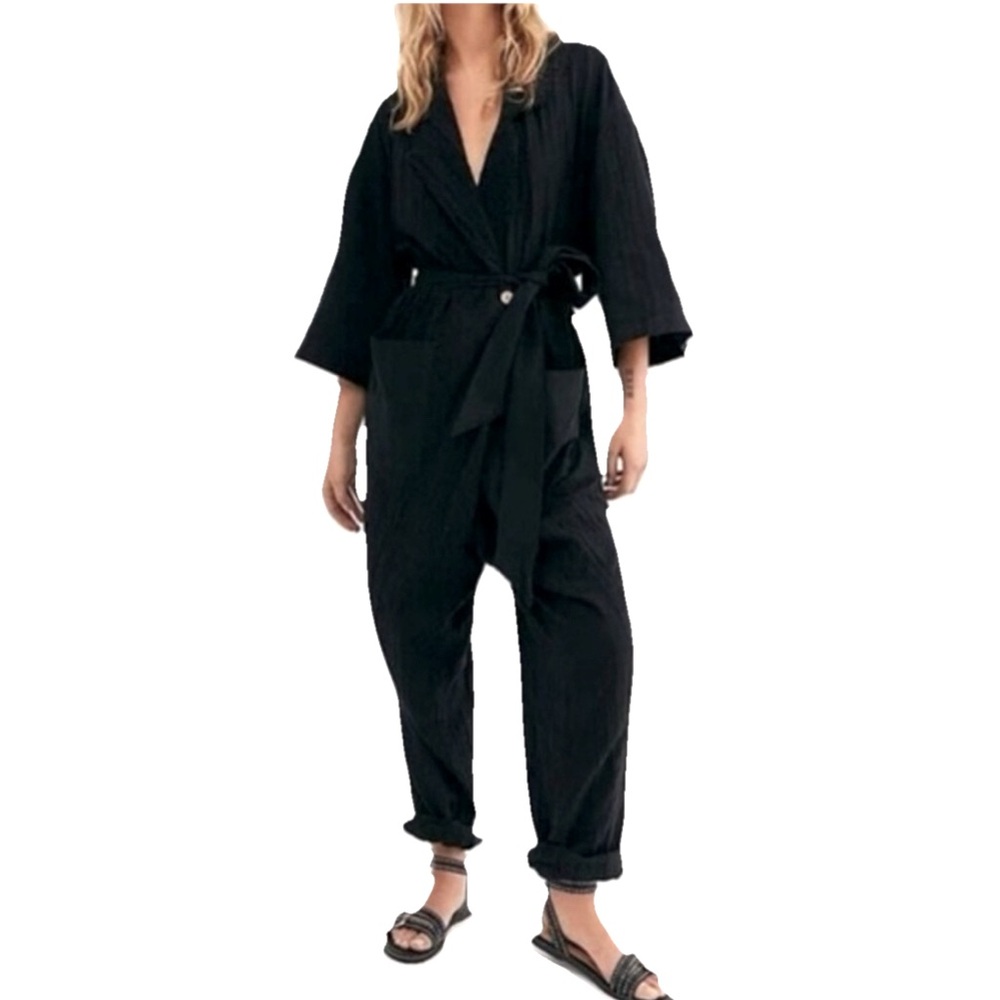 NWT Free People Jumpsuit Endless Summer Cross Front Wide Sleeve